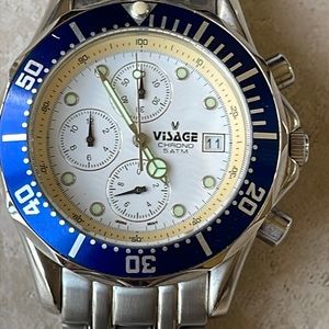 Visage men battery water resistant 5ATM stainless steel chronograph w/day